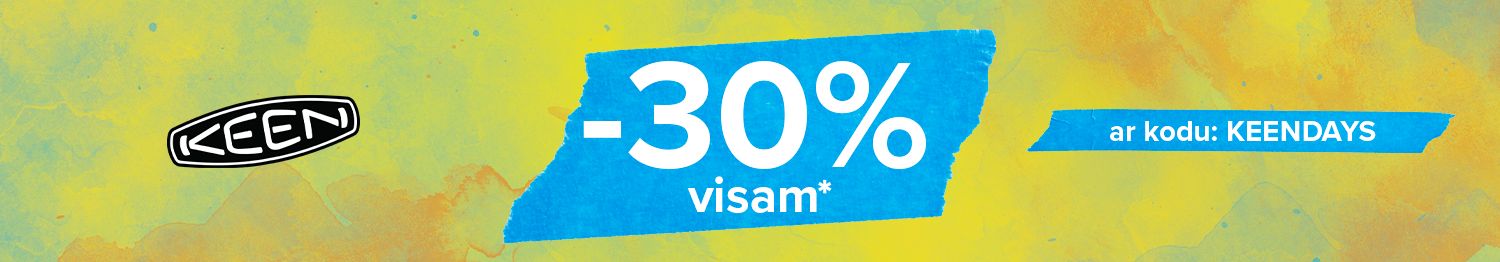 Tikai no 29.07. līdz 31.07. atklājiet izcilo KEEN komfortu un funkcionalitāti ar 30 % atlaidi visai kolekcijai. Izmantojiet kodu KEENDAYS. Atlaides un atlaižu kodi nesummējas. Izvēlieties savu pāri jau &scaron;odien!